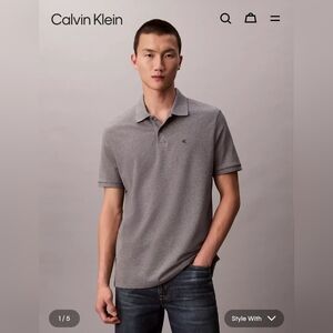 Calvin Klein Dark Gray Cotton Polo Shirt